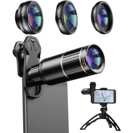 Apexel Phone Camera Clip on Lens Kit 16X Telephoto Lens