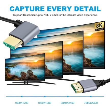 8K UHD HDMI TO HDMI Right 0.5m Cable