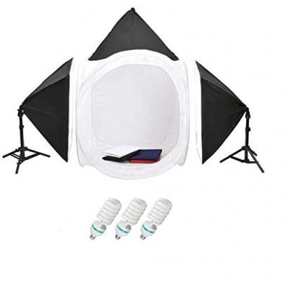 Photography Kit - 80x80cms Soft Box Tent 60x60cms Soft Lights (150W)