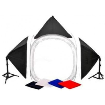 Photography Kit - 80x80cms Soft Box Tent 60x60cms Soft Lights (150W)