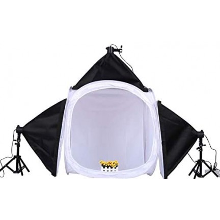 Photography Kit - 80x80cms Soft Box Tent 60x60cms Soft Lights (150W)