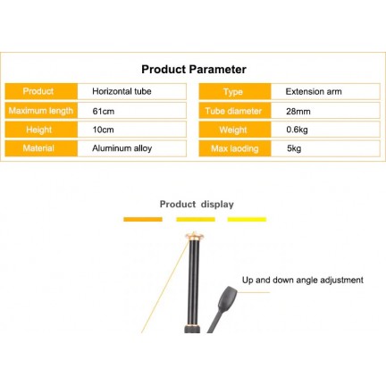 Cadiso QZSD Horizontal Bar Camera Mount Tripod Boom Rotatable