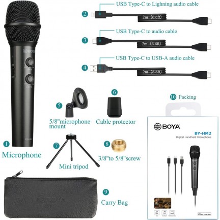 BOYA BY-HM2 Digital Cardioid Condenser Electret Handheld Microphone