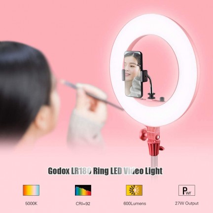 Godox LR180 Daylight Ringlight (Pink)