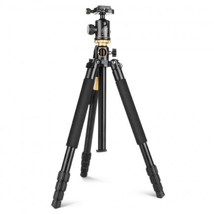 QZSD Q999H Aluminum Alloy Tripod Monopod with Horizontal Column 360 Degree Damping Ball Head