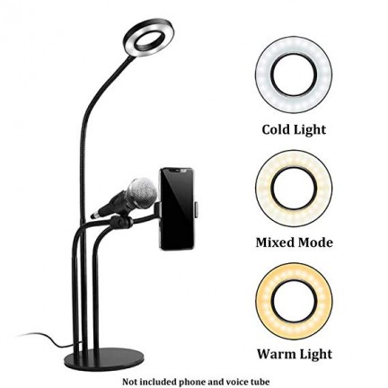 رينق لايت للجوال مع حامل للمايك و الجوال