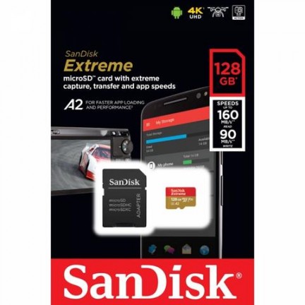 SanDisk 128GB Extreme microSD UHS-I Card with Adapter
