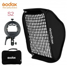 Godox S2 Bowens Mount Bracket with Softbox, Grid & Carrying Bag Kit (80x80cm )