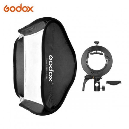 Godox S2 Bowens Mount Bracket with Softbox & Carrying Bag Kit (80x80cm )