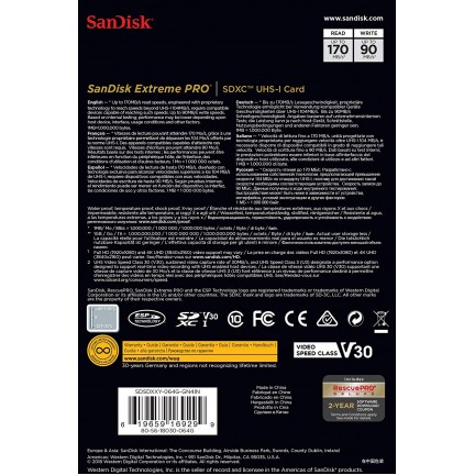 SanDisk 64GB Extreme PRO UHS-I SDXC Memory Card