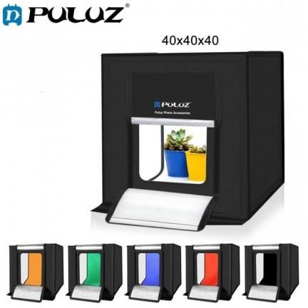 PULUZ 40cm Folding Portable 24W 5500K White Light Dimmable Photo Lighting Studio Shooting Tent Box Kit with 6 Colors