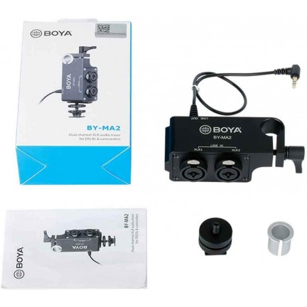 BOYA by-MA2 Dual-Channel XLR Audio Mixer with 6.35mm Input 3.5mm Jack