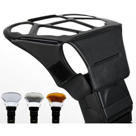 Universal Speedlight Flash Diffuser/Softbox Honeycomb Grid&Tri-Color Reflector