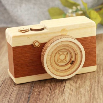 JEYL Wooden Music Box Camera Model