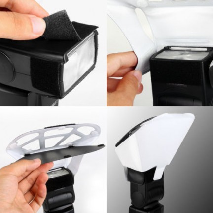 Universal Speedlight Flash Diffuser/Softbox Honeycomb Grid&Tri-Color Reflector
