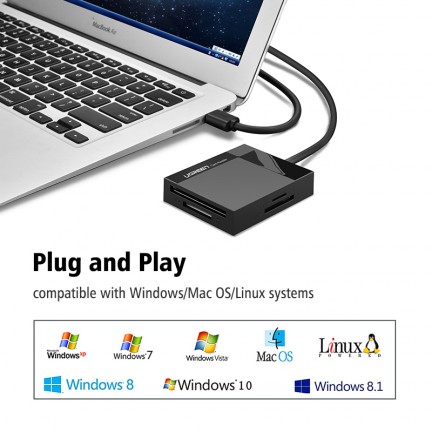 Ugreen All in One USB 3.0 Card Reader SD TF CF MS Micro SD Smart Card 