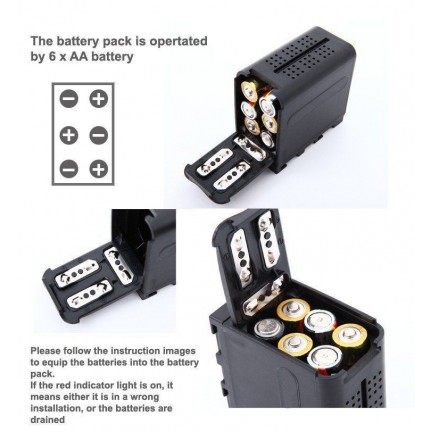 Battery Case Pack Power as NP-F970 for 6pcs AA battery