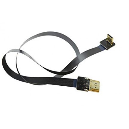 BLACK FPV Flat Slim HDMI Cable mini HDMI Standard HDMI 50cm