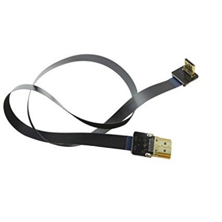 BLACK FPV Flat Slim HDMI Cable mini HDMI Standard HDMI 20cm