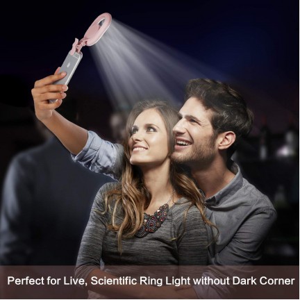 LED Selfie Ring Light USB Rechargeable with Wide Angle Lens for iPhone