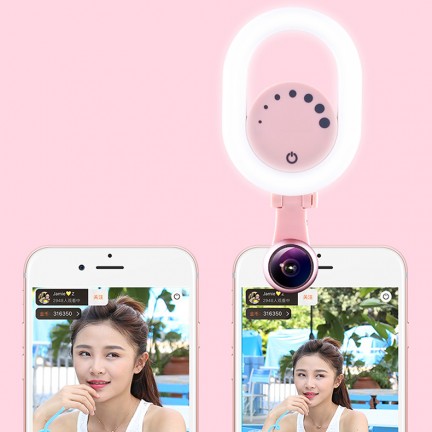 LED Selfie Ring Light USB Rechargeable with Wide Angle Lens for iPhone