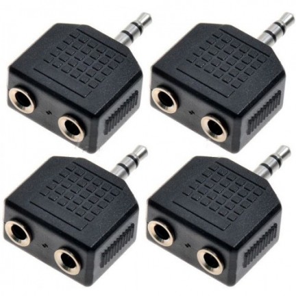 4pcs 3.5mm Audio Headphone Cable Cord Splitter Adapter Jack Y One to Two Stereo