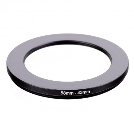 58mm to 43mm Metal Step Down Lens Filter Adapter