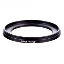 58mm to 43mm Metal Step Down Lens Filter Adapter