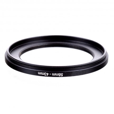 58mm to 43mm Metal Step Down Lens Filter Adapter