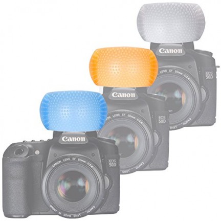 3 Color Pop Up Flash Diffuser Cover For Canon Nikon DSLR Camera 