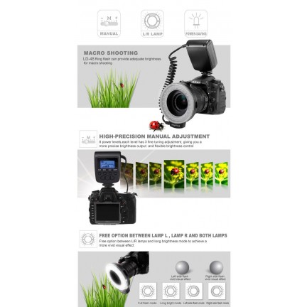 Lightdow LD-48 Macro LED Ring Flash Light with LCD Screen Display